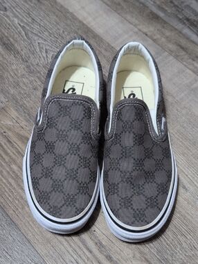Vans Slip-On Sneakers in Gray Checker Motif